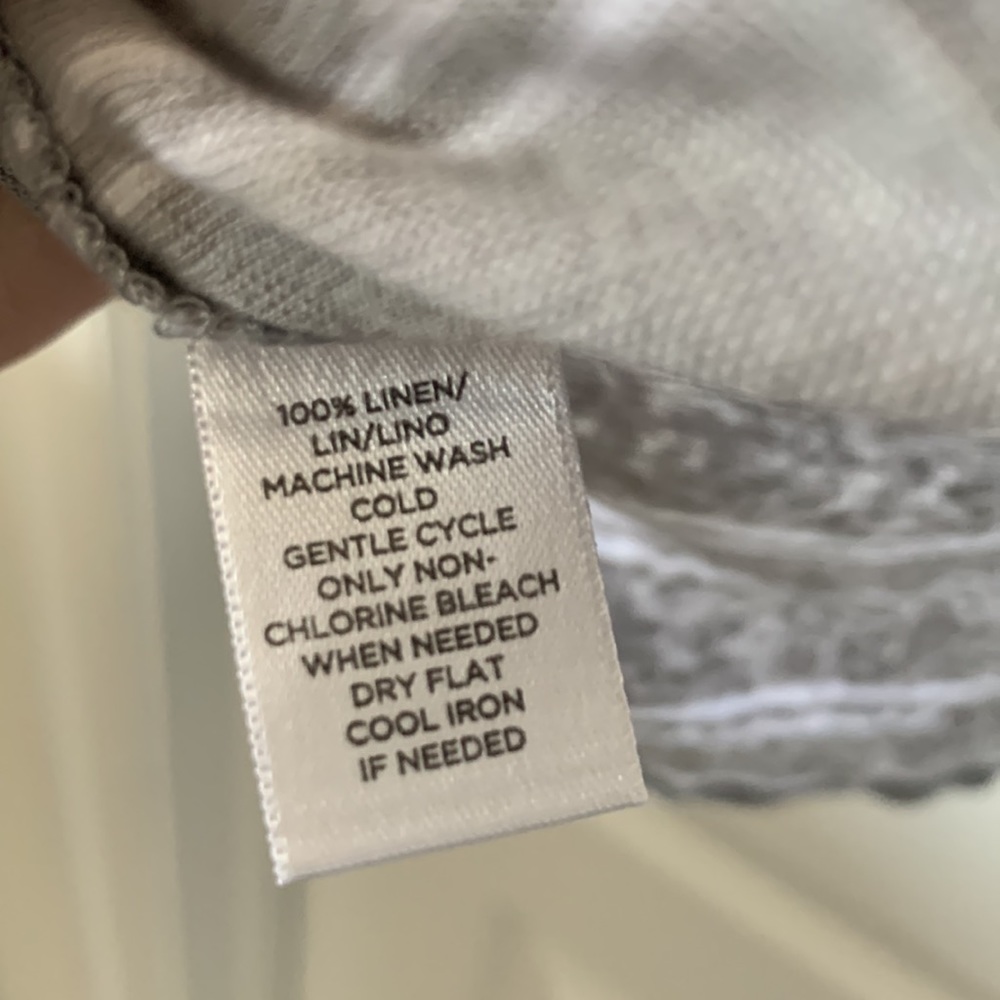 NWT LOU & GREY White And Gray Stripes 100% Linen V-neck Short Sleeves Top Size M - Picture 15 of 15